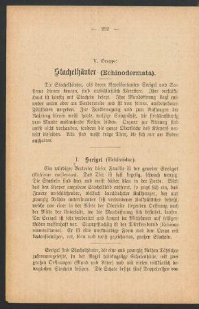 V. Gruppe: Stachelhäuter (Echinodermata).