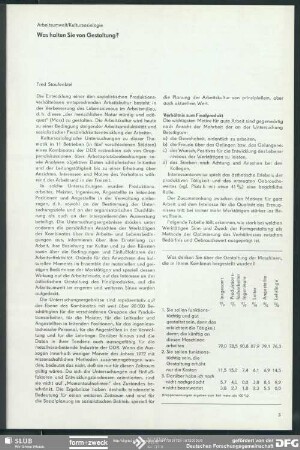 Was halten Sie von Gestaltung? : Arbeitsumwelt/Kultursoziologie