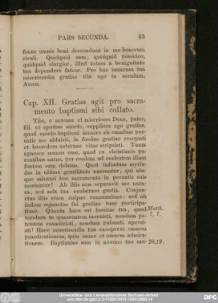 Cap. XII. Gratias agit pro sacramento baptismi sibi collato.