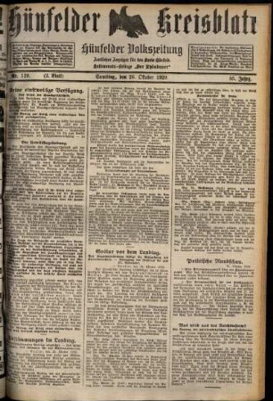 Zweite Ausgabe vom Samstag, den 26. Oktober 1929.