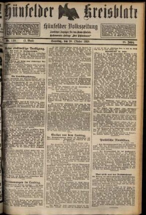 Zweite Ausgabe vom Samstag, den 26. Oktober 1929.