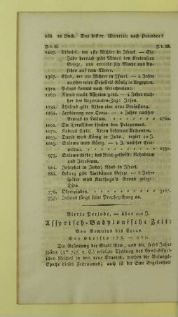 Vierte Periode, = über 200 J. Assyrisch-Babylonische Zeit: Von Romulus bis Cyrus. Vor Christo 753 - 537
