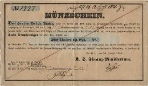 370 Taler Courant - Münzschein