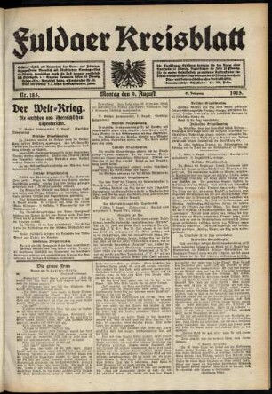 Ausgabe vom Montag, den 09. August 1915.