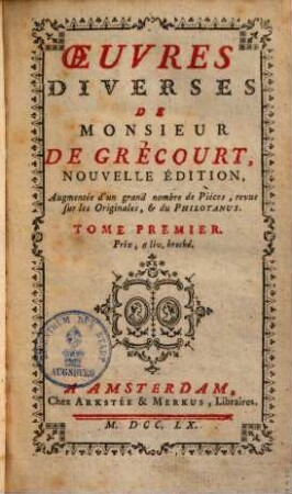 Oeuvres Diverses De Monsieur De Grécourt, 1