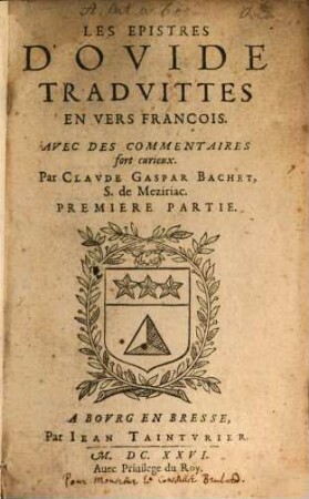 Les Epistres D'Ovide : Tradvites En Vers François, 1