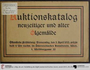 Neuzeitige und alte Ölgemälde : Öffentliche Feilbietung: Donnerstag, den 3. April