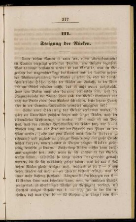 III. Steigung der Rücken