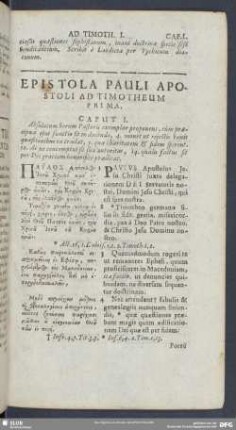 Epistola Pauli Apostoli Ad Timotheum Prima