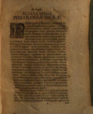 Christophori Cellarii Philologicarum Lucubrationum Sylloge, Hoc est Praecipuarum Linguarum Orientis, Ebraicae, Chaldaicae, Syrae, Samaritanae & Arabicae Grammatica Praecepta : quarundam etiam pericopae Biblicae & Glossaria, cum Sciagraphia universae Philologiae Sacrae; quae singula in Praefatione ordine recensentur