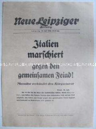 Extrablatt der "Neuen Leipziger Zeitung" zum Kriegseintritt Italiens