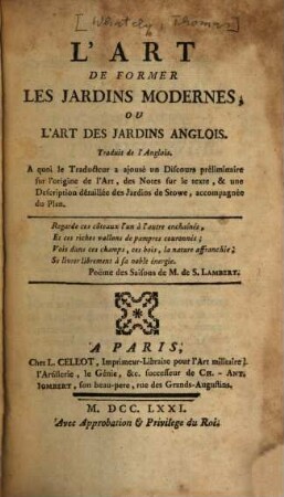 L' art de former les jardins modernes
