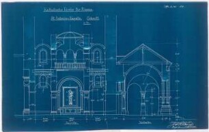 Sankt Antonius Basilika, Rheine: Schnitt durch die St. Antonius-Kapelle und die Vorhalle 1:50