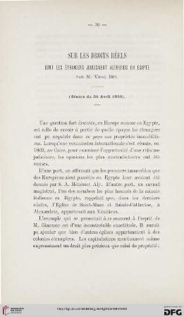 2.Ser. 1.1880: Sur les droits réels dont les étrangers jouissaient autrefois en Égypte
