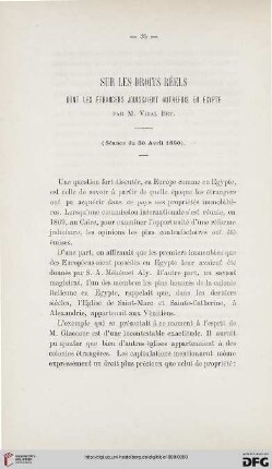 2.Ser. 1.1880: Sur les droits réels dont les étrangers jouissaient autrefois en Égypte