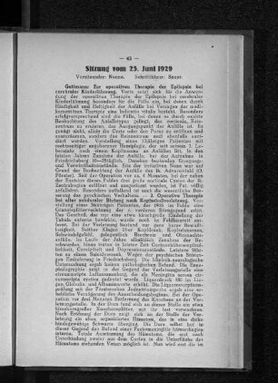 Sitzung am 25. Juni 1929