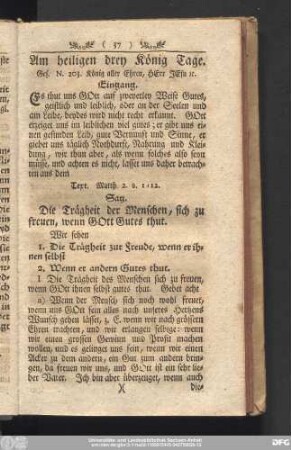 Am heiligen drey König Tage.