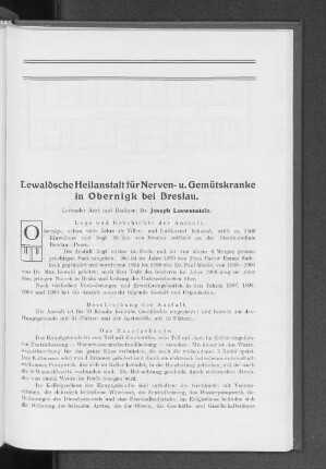 Lewaldsche Heilanstalt für Nerven- u. Gemütskranke in Obernigk bei Breslau.