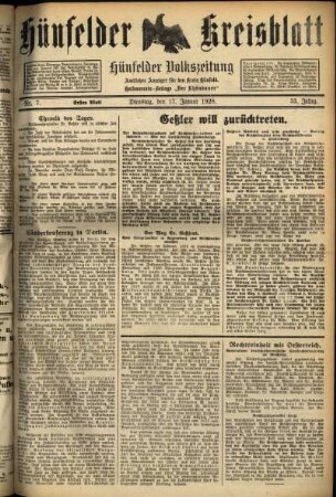 Erste Ausgabe vom Dienstag, den 17. Januar 1928.