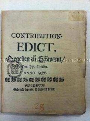 Contributionsedikt für Mecklenburg 1697
