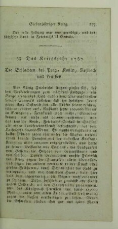 53. Das Kriegsjahr 1757. Die Schlachten bei Prag, Kollin, Roßbach und Leuthen