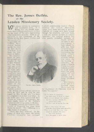 The rev. James duthie, of the London missionary society