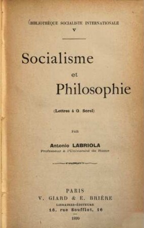 Socialisme et philosophie