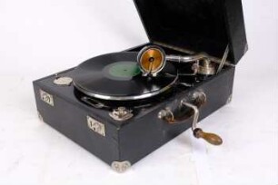 Tragbares Koffergrammophon mit Federantrieb
