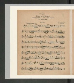 Chant sans Paroles. Violon.