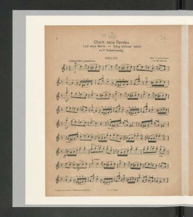 Chant sans Paroles. Violon.