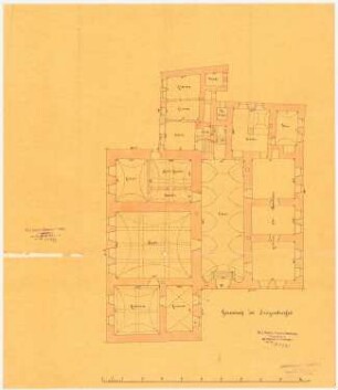 Schloss Kaminietz Erweiterung: Grundriss Erdgeschoss, Maßstabsleiste (Fuß rhl.)