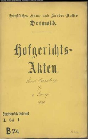 Barntrup, Stadt (Flecken) gegen Levin von Donop, Drost - Schuldforderung