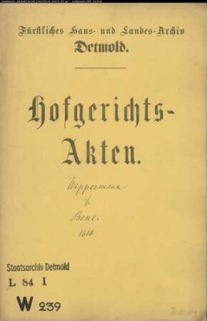 Wippermann, Jobst zu Herford gegen Hermann Bene zu Lutken-Marpe (Kleinenmarpe) - Schuldforderung