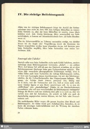 IV. Die richtige Belichtungszeit