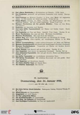 III. Auctionstag: Donnerstag, den 24. Januar 1901, von 10 Uhr ab (Nr. 363-544)