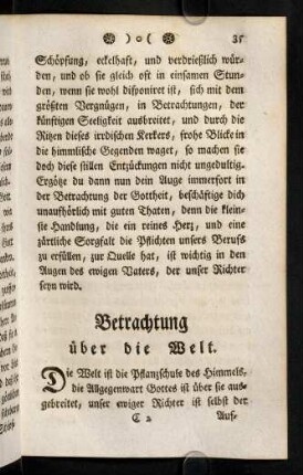 35-60, Betrachtung über die Welt.