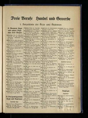 Verzeichnis der Ärzte und Ärztinnen