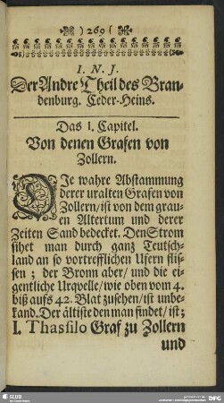 Das I. Capitel. Von denen Grafen von Zollern