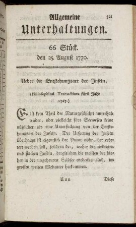 66 Stück. den 25. August 1770.