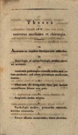 Positiones selectae universa medicina et chirurgia