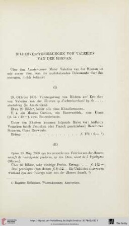 Bilderversteigerungen von Valerius van der Hoeven
