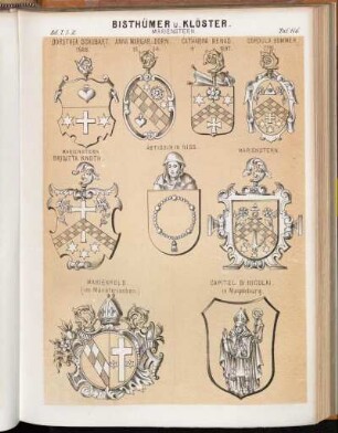 Taf. 116. Dorothea Schubart. 1628. - Anna Mar. Dorn. 1654. - Catharina Benad. †1697. - Cordula Sommer. - Marienstern. Brigitta Knoth. - Äbtissin In Niss. - Marienstern. - Marienfeld. (im Münsterischen.) - Capitel St. Nicolai. in Magdeburg.