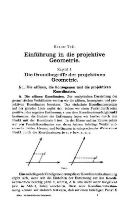 § 1. Die affinen, die homogenen und die projektiven Koordinaten.