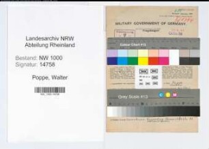 Entnazifizierung Walter Poppe, geb. 04.01.1903 (Arbeiter)