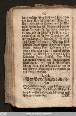 LXII. Von Beweisung der Missethat.