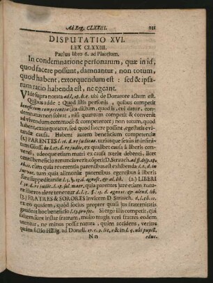 Disputatio XVI. Lex CLXXIII. - CLXXX.
