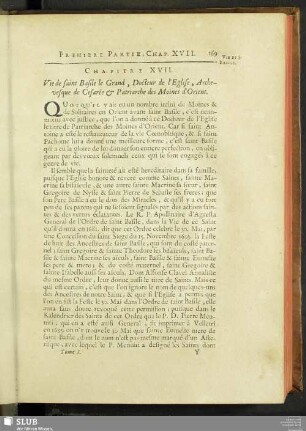 Chapitre XVII. Vie de saint Basile le Grand, Docteur de l'Eglise, Archevesque de Cesarée & Patriarche des Moines d'Orient