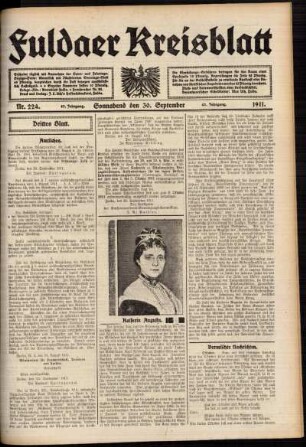 Dritte Ausgabe vom Samstag, den 30. September 1911.
