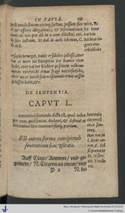 Caput L. De Sententia.