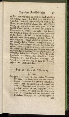 II. Schlagfluß und Lähmung
